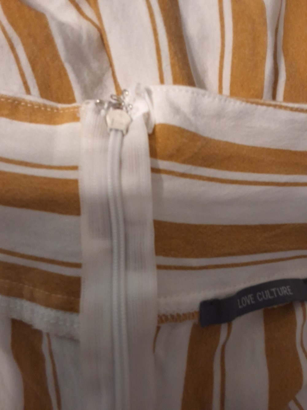 Love Culture Striped Wide-Leg Jumpsuit Size Small Mustard Gold White - Picture 8 of 9